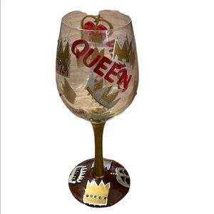 LOLITA hand painted wine glass retired “Queen”.